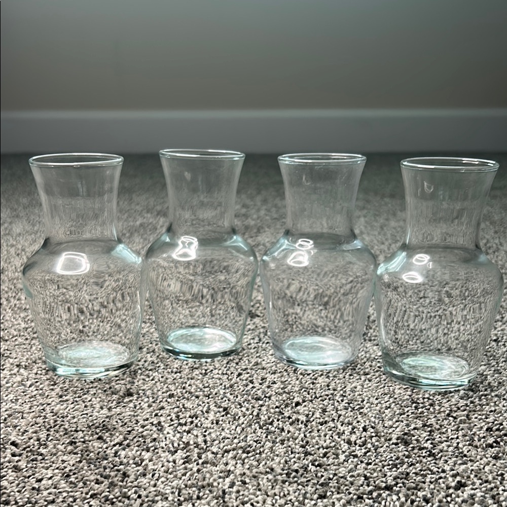 Set of Four Clear Glass Vases